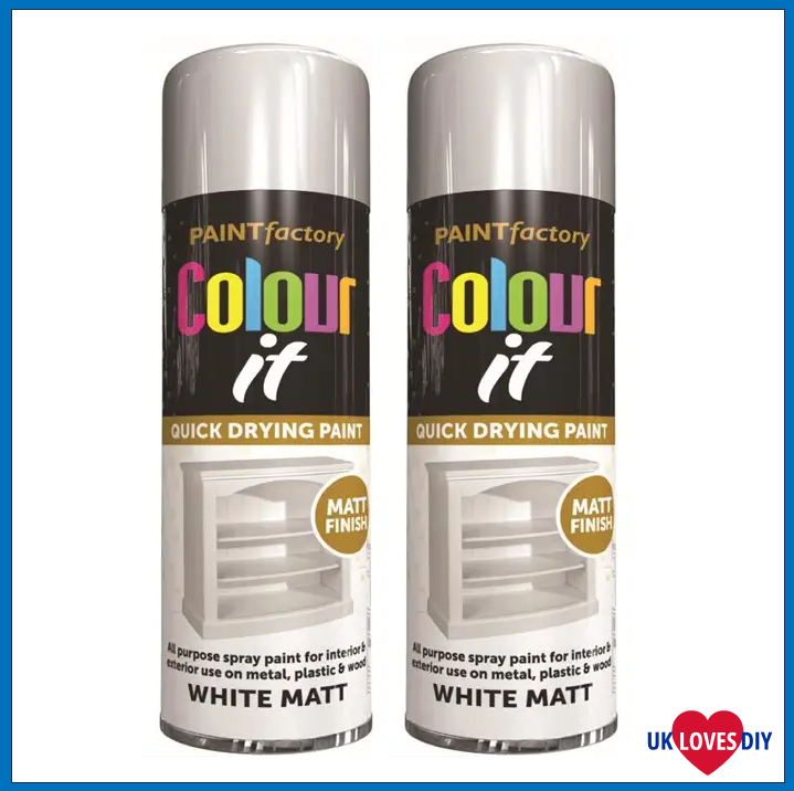 2 X COLOUR IT WHITE MATT SPRAY PAINT 250ML