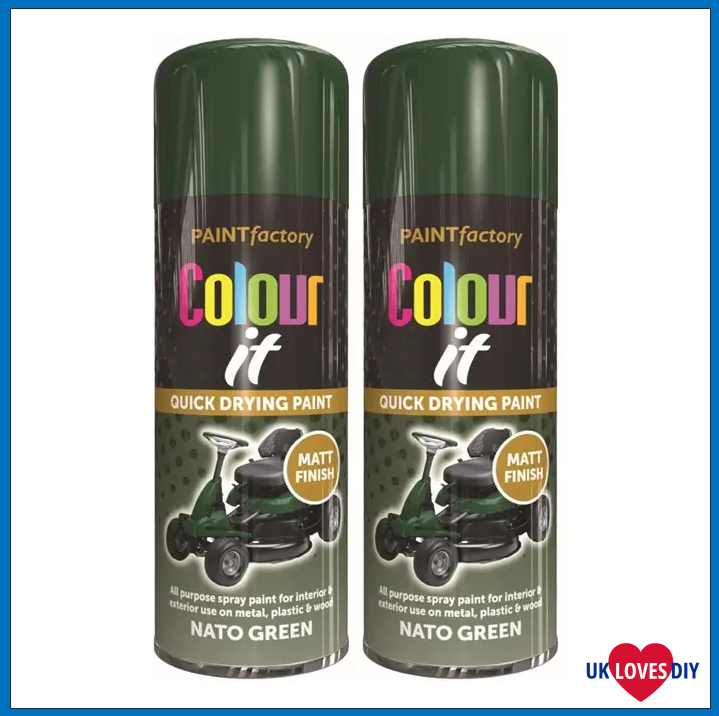 2 X COLOUT IT-NATO GREEN MATT SPRAY PAINT 400ML