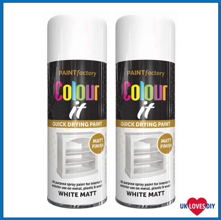 2 X COLOUT IT-WHITE MATT SPRAY PAINT 400ML