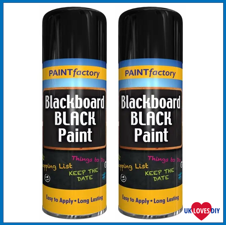 2 X PAINT FACTORY BLACKBOARD BLACK SPRAY PAINT 250ML