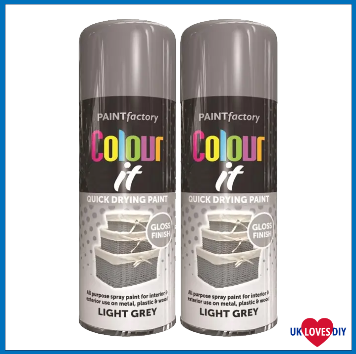 2 X PAINT FACTORY COLOUR IT- LIGHT GREY SPRAY PAINT 400ML