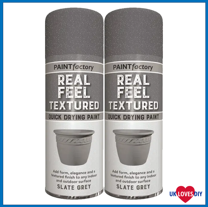 2 X PAINT FACTORY TEXTURED EFFECT GREY SPRAY PAINT 400ML