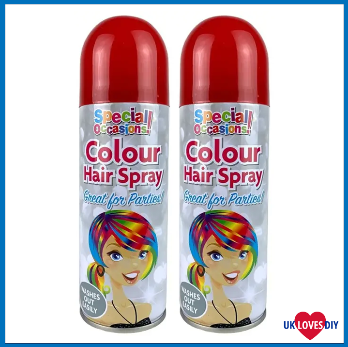 2 X PARTY COLOUR HAIR SPRAY RED 200ML 2 X PARTY COLOUR HAIR SPRAY RED 200ML