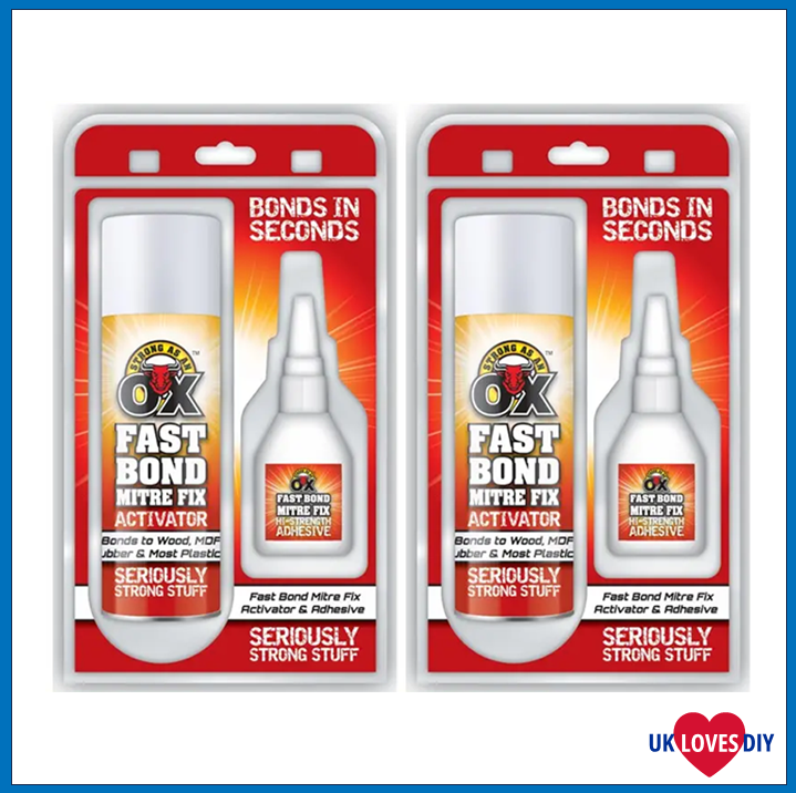 2 X STRONG AS AN OX MITRE FIX ACTIVATOR & ADHESIVE