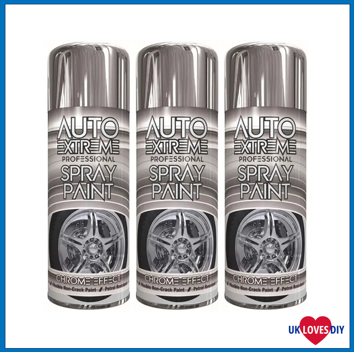 3 X AUTO EXTREME CHROME EFFECT SPRAY PAINT 400ML