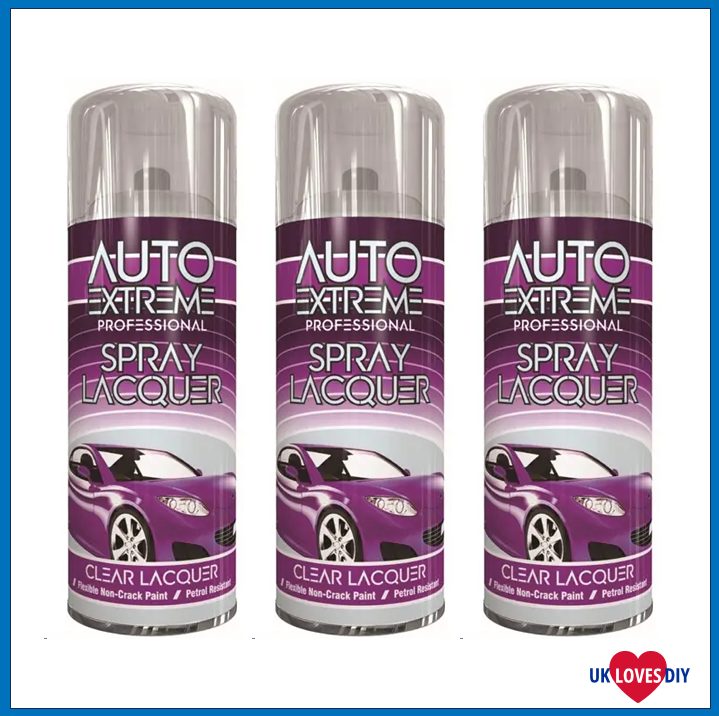 3 X AUTO EXTREME CLEAR LACQUER SPRAY PAINT 400ML