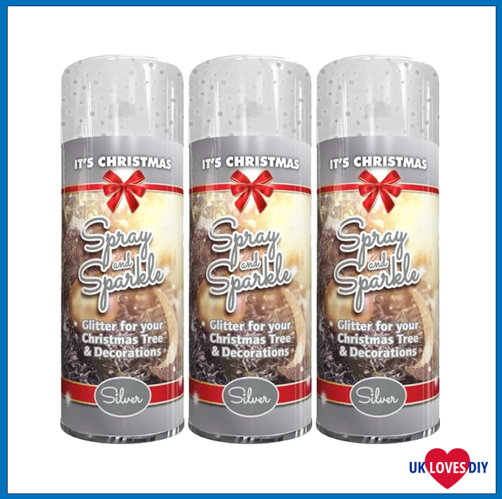 3 X CHRISTMAS GLITTER SILVER SPRAY PAINT 200ML