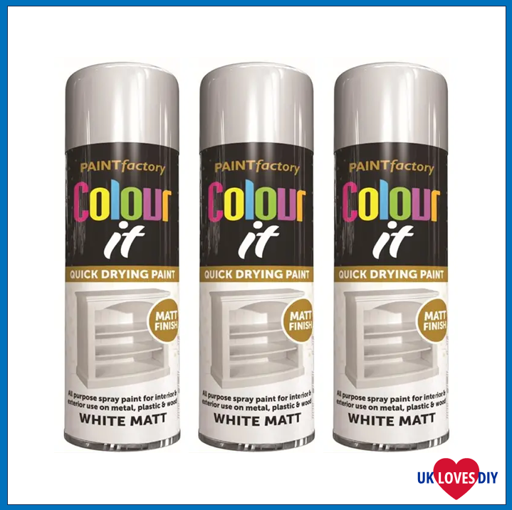 3 X COLOUR IT WHITE MATT SPRAY PAINT 250ML
