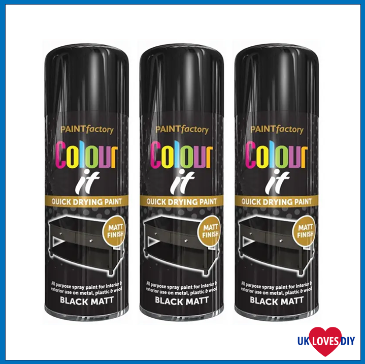 3 X COLOUT IT-BLACK MATT SPRAY PAINT 400ML