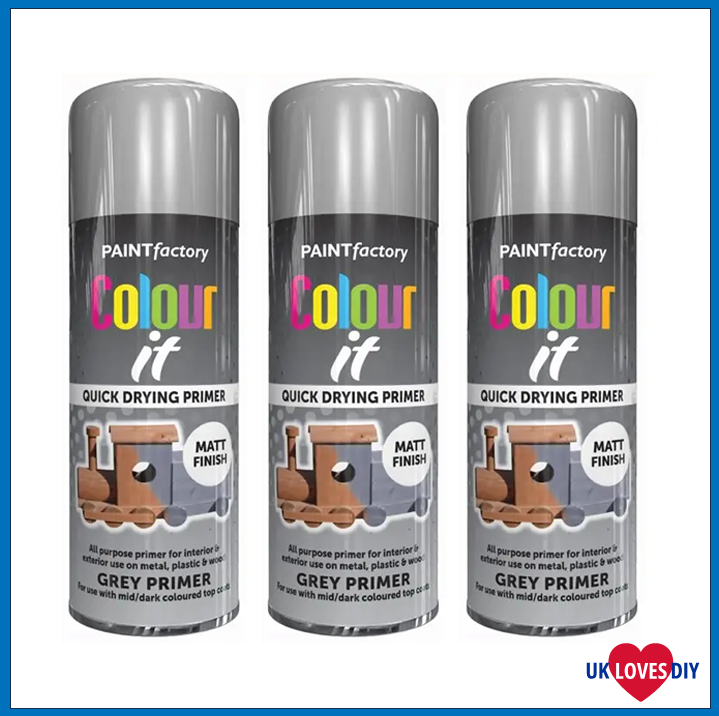 3 X COLOUT IT-GREY PRIMER SPRAY PAINT 400ML