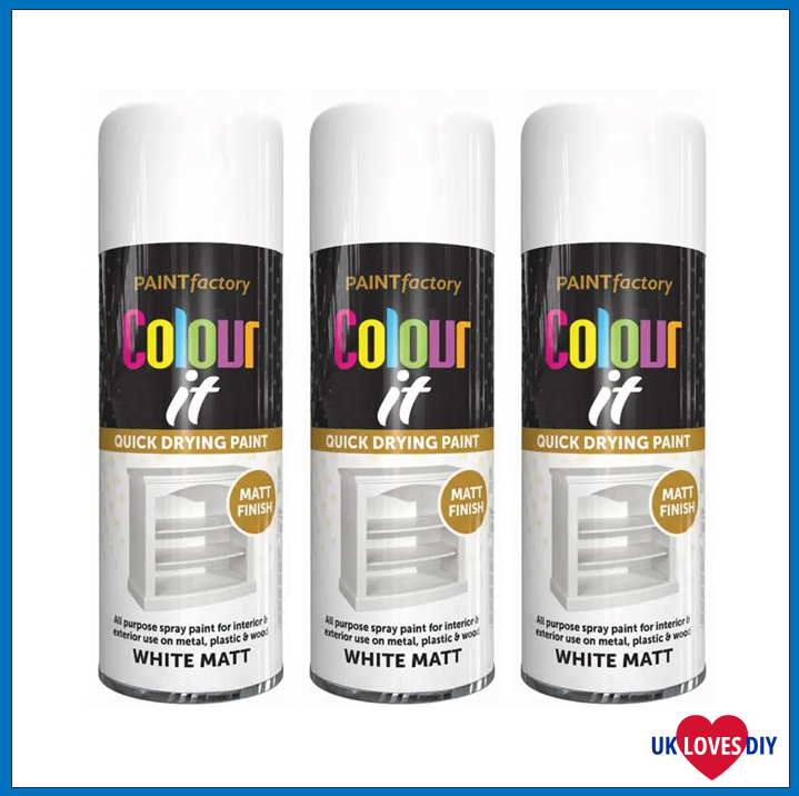 3 X COLOUT IT-WHITE MATT SPRAY PAINT 400ML 3 X COLOUT IT-WHITE MATT SPRAY PAINT 400ML