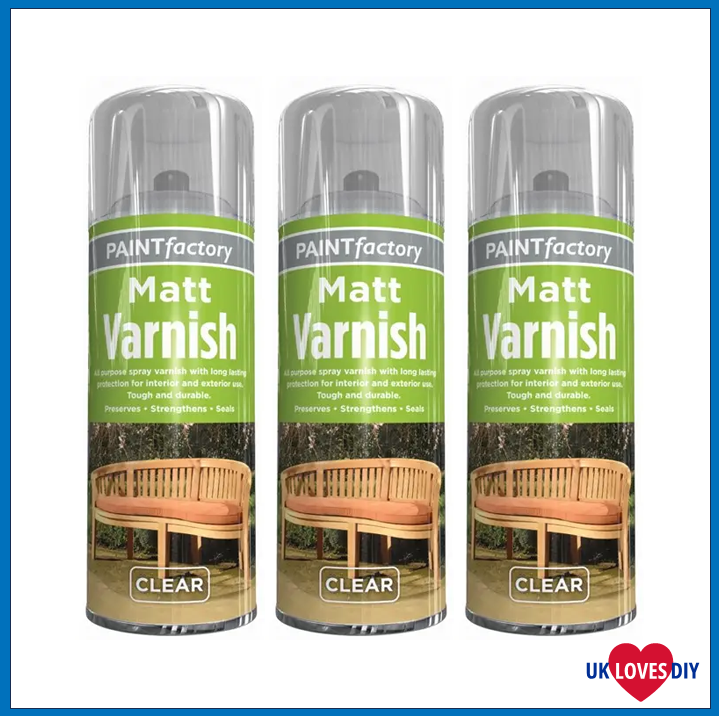 3 X PAINT FACTORY CLEAR MATT VARNISH SPRAY PAINT 400ML