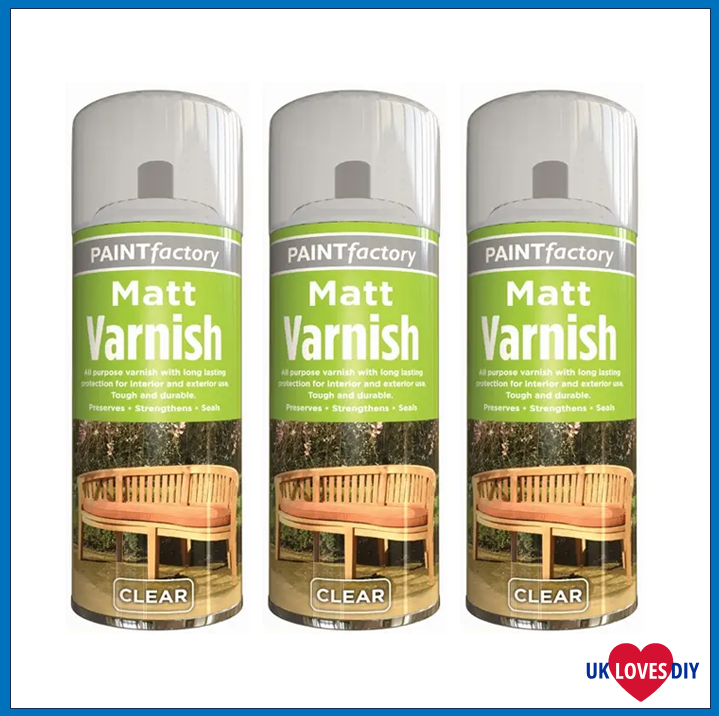 3 X PAINT FACTORY VARNISH CLEAR MATT SPRAY PAINT 250ML
