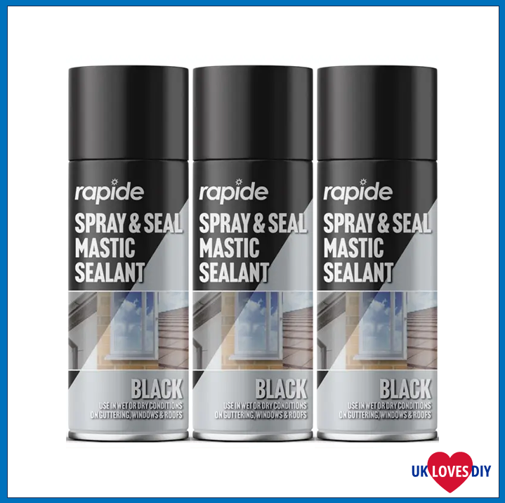 3 X RAPIDE SPRAY & SEAL MASTIC SEALANT BLACK SPRAY 300ML