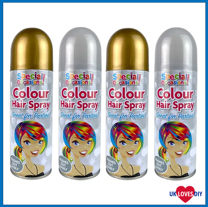 4-X-PARTY-COLOUR-HAIR-SPRAY-GOLD2-SILVER2-200ML