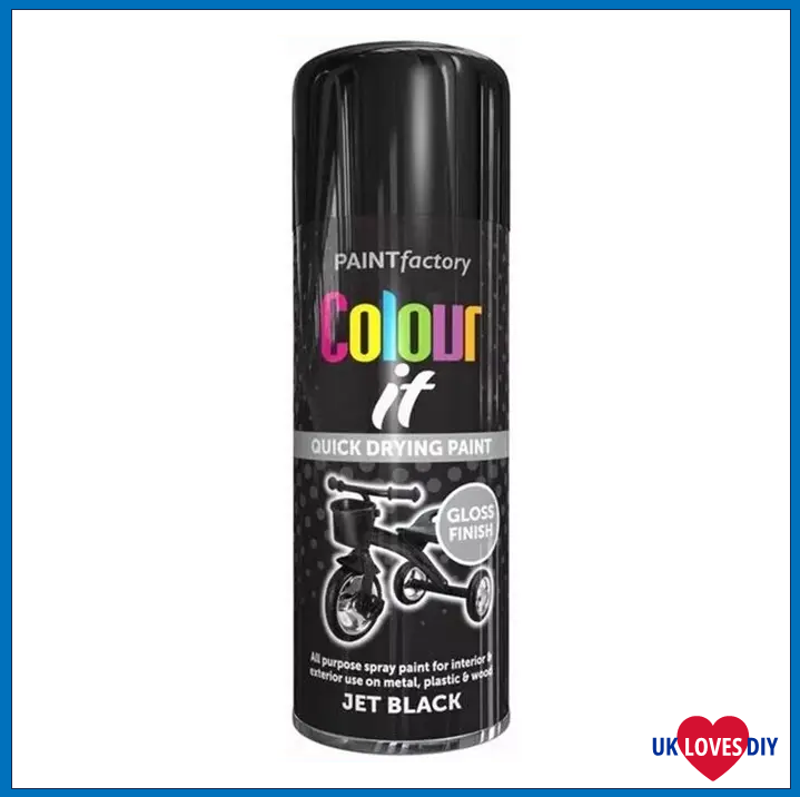 COLOUR IT BLACK GLOSS SPRAY PAINT 250ML