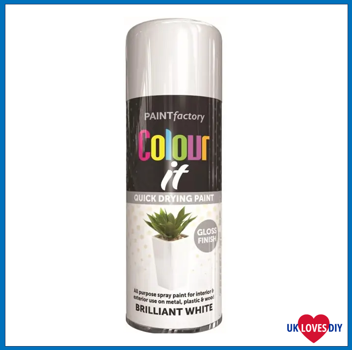 PAINT FACTORY COLOUR IT-BRILLIANT WHITE GLOSS PAINT SPRAY 400ML