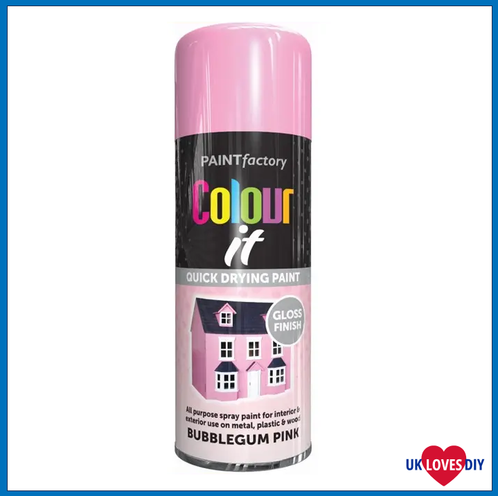 PAINT FACTORY COLOUR IT- BUBBLEGUM PINK GLOSS SPRAY PAINT 400ML