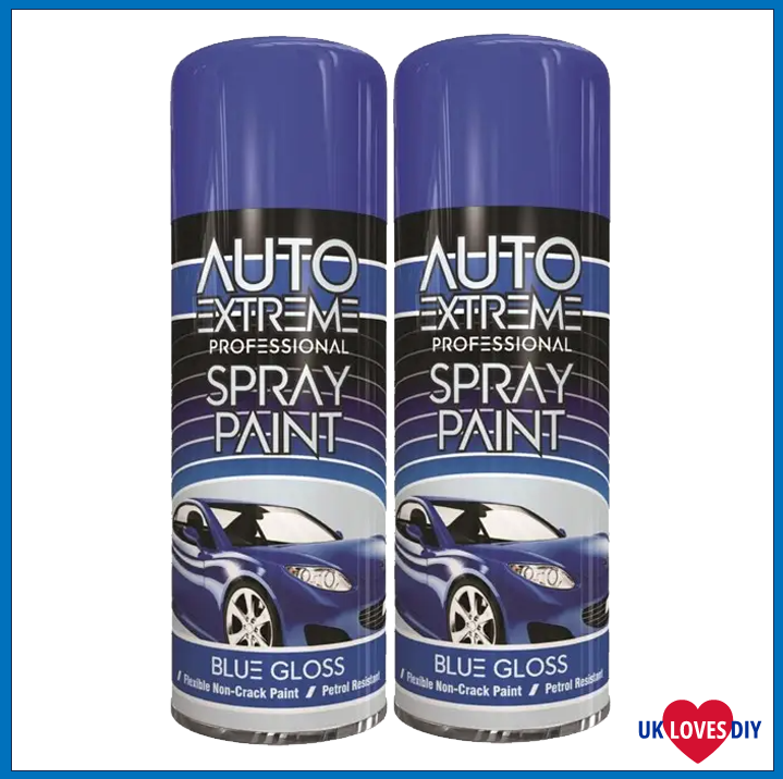 2 X AUTO EXTREME BLUE GLOSS SPRAY PAINT 400ML