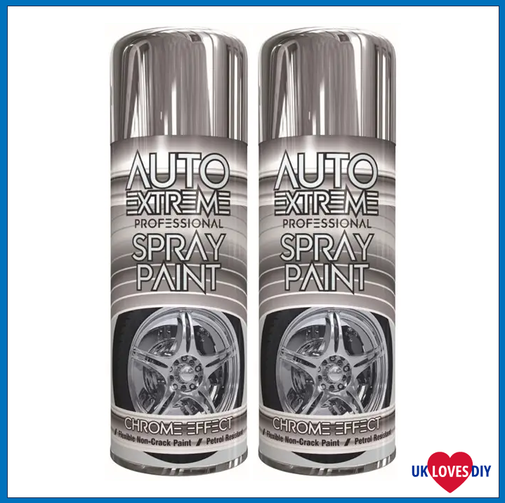 2 X AUTO EXTREME CHROME EFFECT SPRAY PAINT 400ML