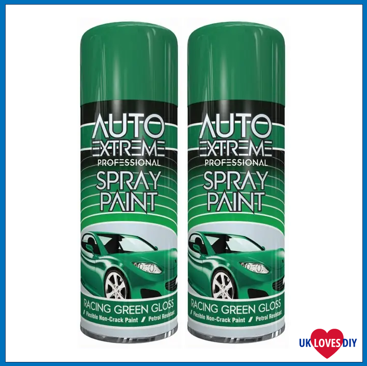 2 X AUTO EXTREME RACING GREEN GLOSS SPRAY PAINT 400ML