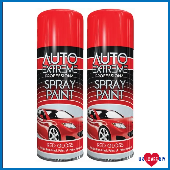 2 X AUTO EXTREME RED GLOSS SPRAY PAINT 400ML