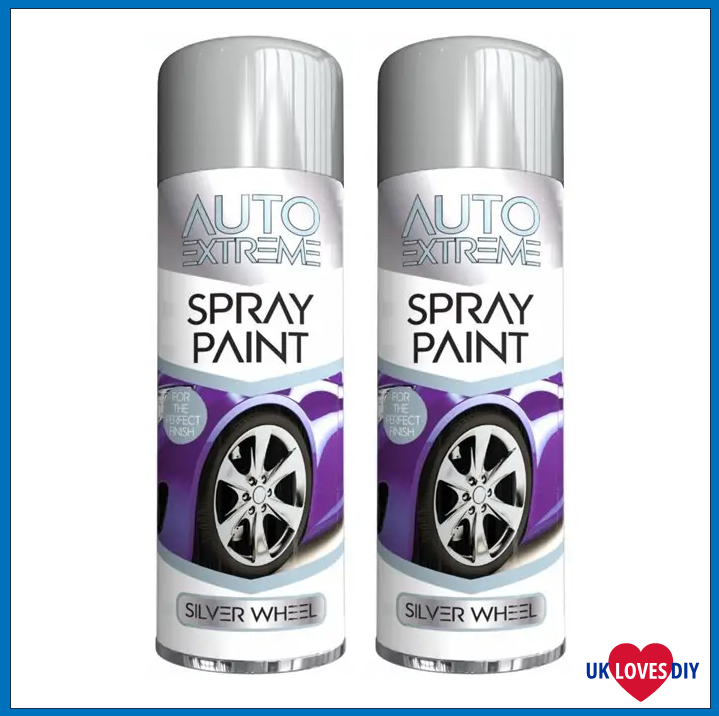 2 X AUTO EXTREME SILVER WHEEL GLOSS SPRAY PAINT 250ML