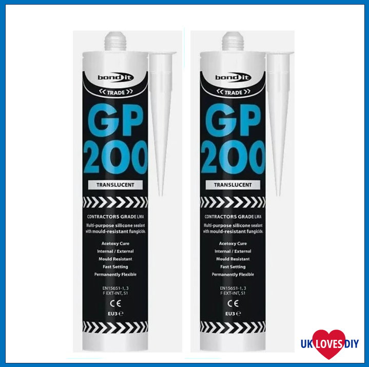 2 X BOND IT GP200 SILICONE CLEAR 310ML