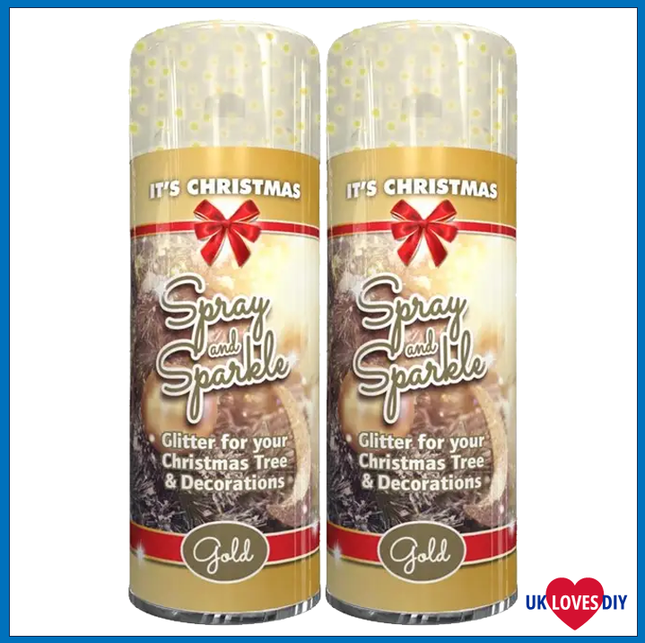 2 X CHRISTMAS GLITTER GOLD SPRAY PAINT 200ML