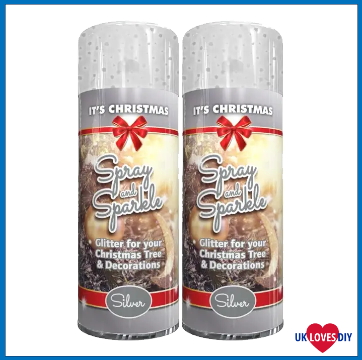 2 X CHRISTMAS GLITTER SILVER SPRAY PAINT 200ML
