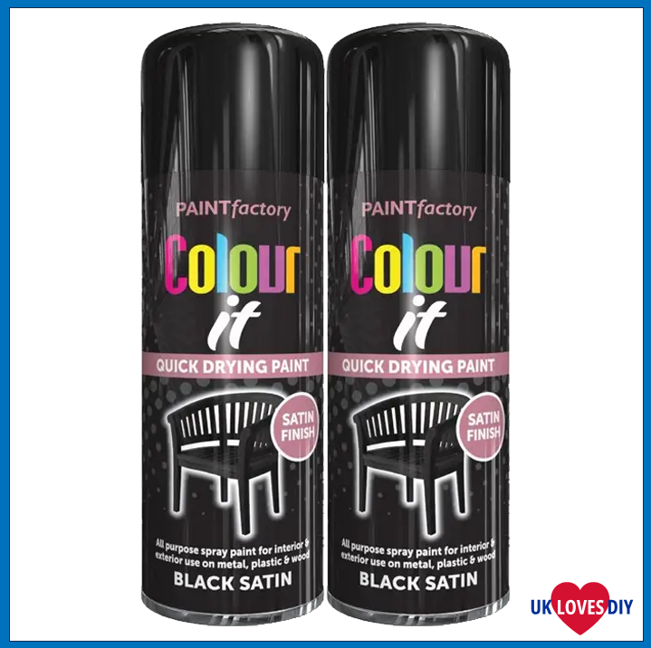 2 X COLOUR IT-BLACK SATIN SPRAY PAINT 400ML
