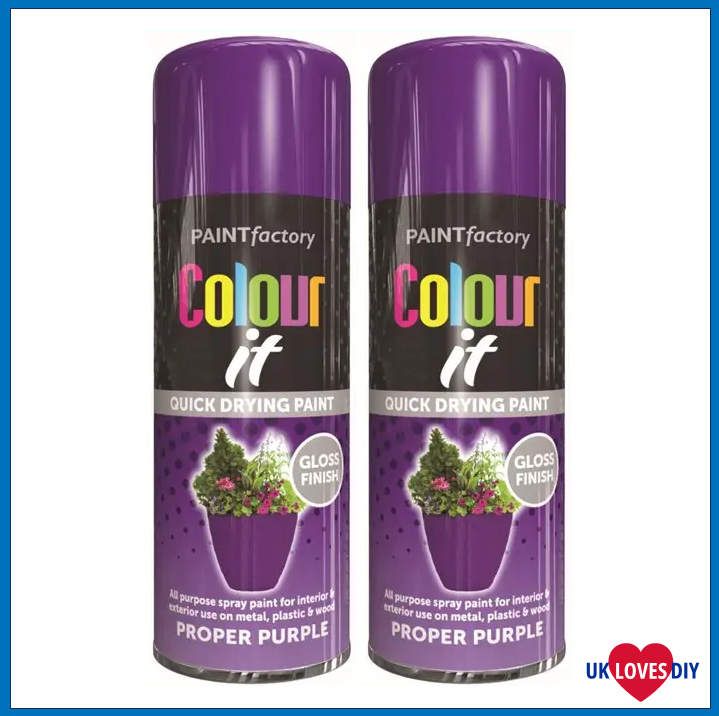2 X COLOUR IT PROPER PURPLE GLOSS SPRAY PAINT 250ML