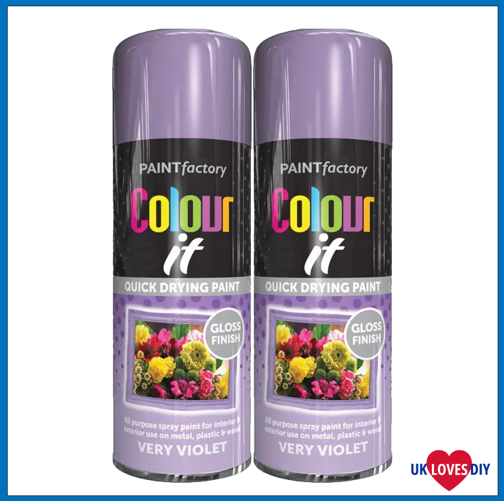 2 X COLOUR IT- VERY VIOLET GLOSS SPRAY PAINT 400ML