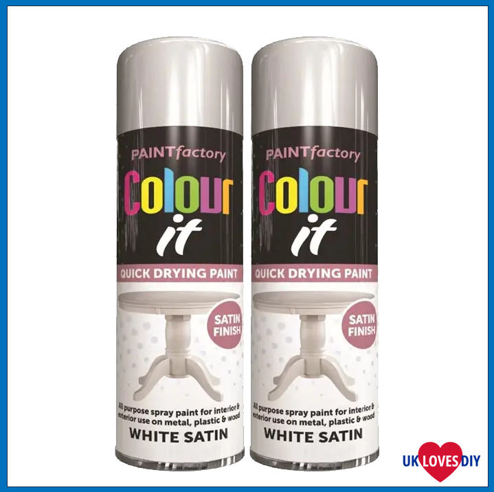 2 X COLOUR IT - WHITE SATIN SPRAY PAINT 250ML