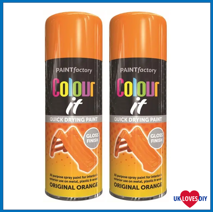 2 X COLOUT IT-ORANGE GLOSS SPRAY PAINT400ML