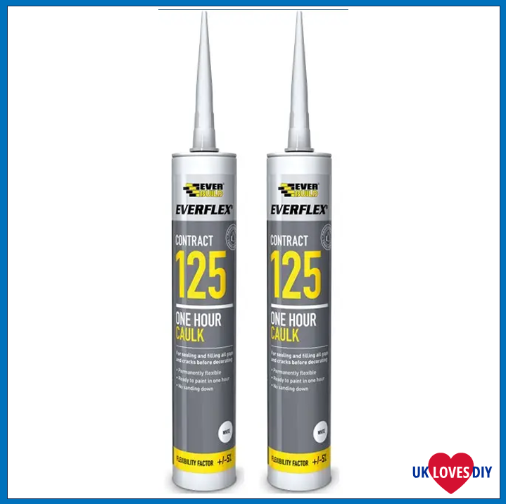 2 X EVERBUILD 125 ONE HOUR CAULK WHITE 300ML