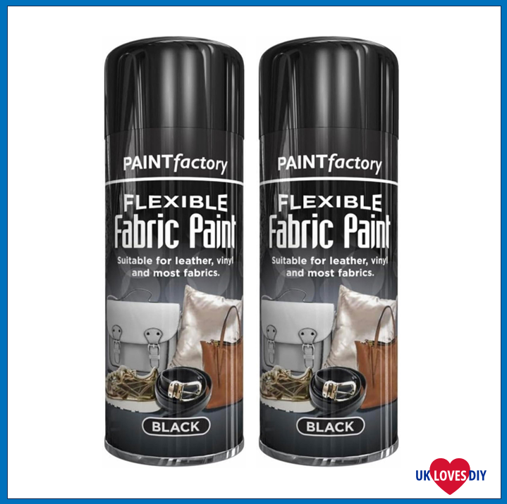 2 X PAINT FACTORY FLEXIBLE FABRIC SPRAY PAINT BLACK 200ML