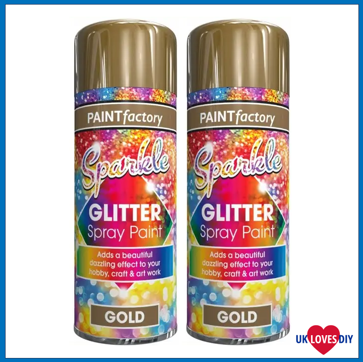 2 X PAINT FACTORY GLITTER GOLD SPRAY PAINT 200ML