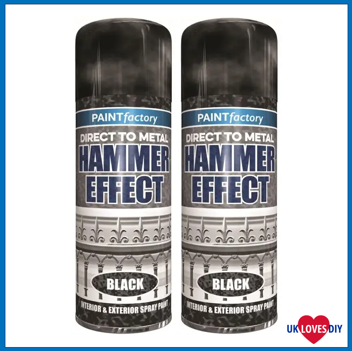 2 X PAINT FACTORY HAMMER EFFECT BLACK SPRAY PAINT 400ML