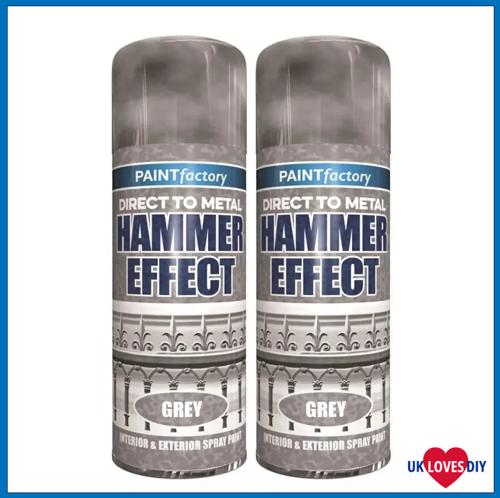 2 X PAINT FACTORY HAMMER EFFECT GREY SPRAY PAINT 400ML