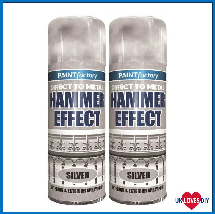 2 X PAINT FACTORY HAMMER EFFECT SILVER SPRAY 400ML