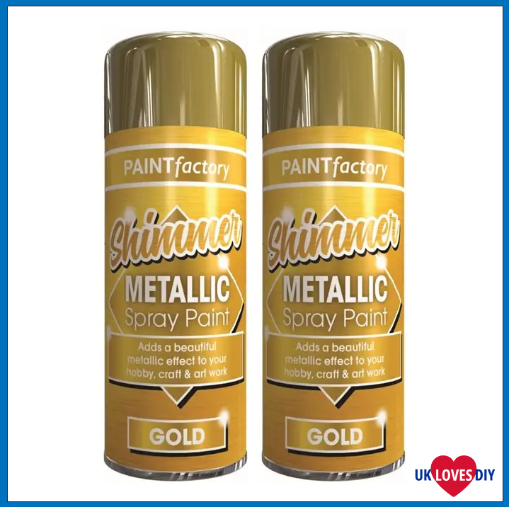 2 X PAINT FACTORY METALLIC GOLD SPRAY PAINT 200ML