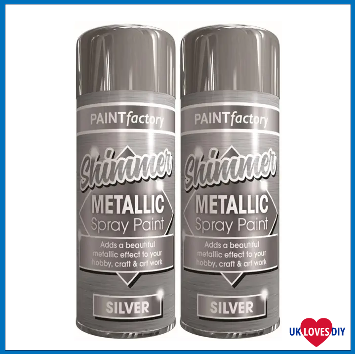 2 X PAINT FACTORY METALLIC SILVER SPRAY PAINT 200ML