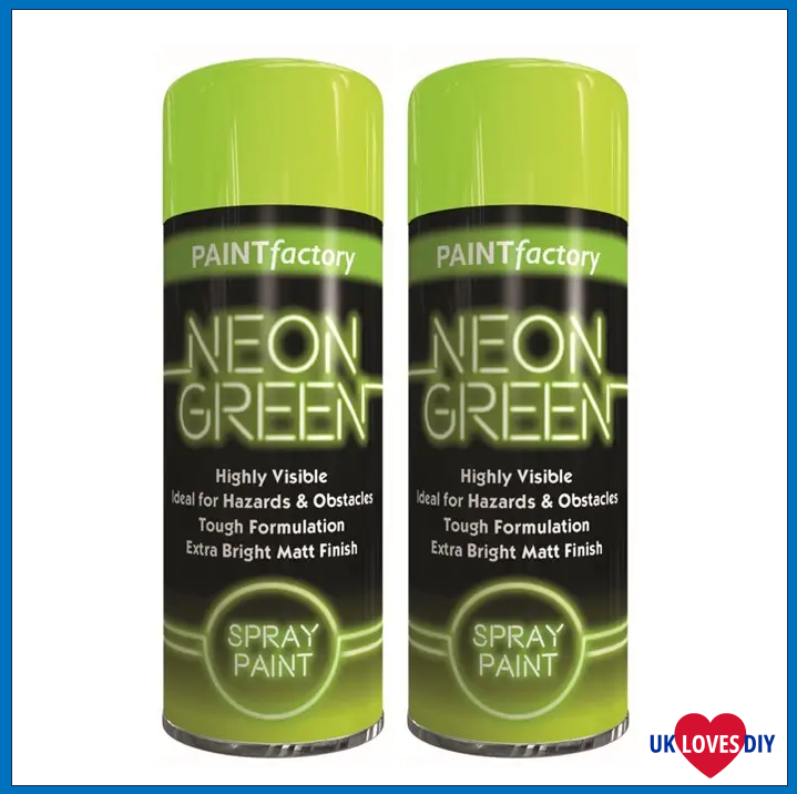 2 X PAINT FACTORY NEON GREEN SPRAY PAINT 200ML