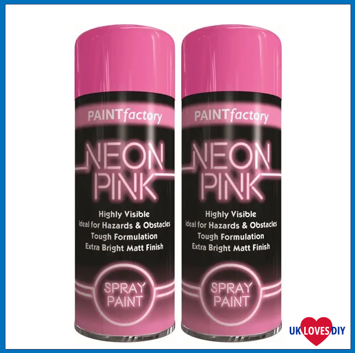 2 X PAINT FACTORY NEON PINK SPRAY PAINT 200ML