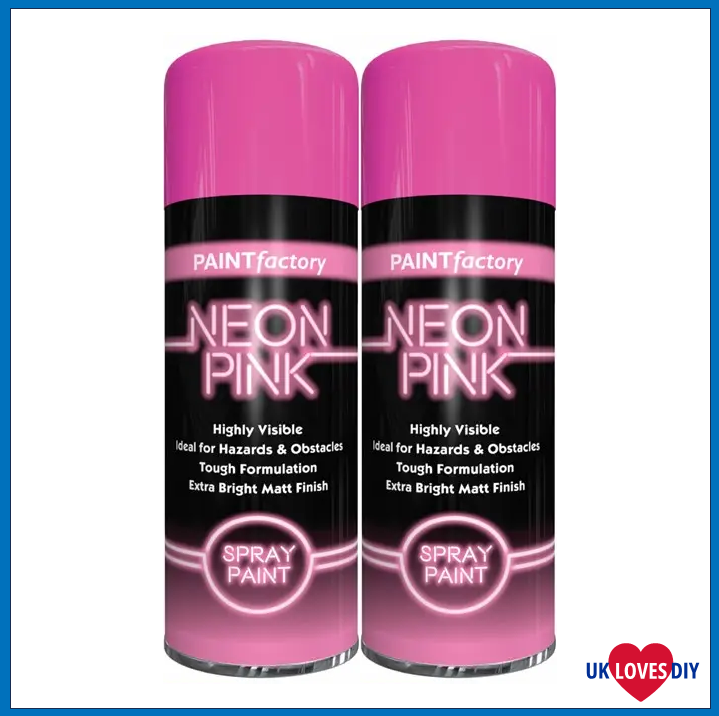 2 X PAINT FACTORY NEON PINK SPRAY PAINT 400ML