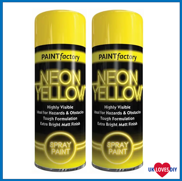 2 X PAINT FACTORY NEON YELLOW SPRAY PAINT 200ML