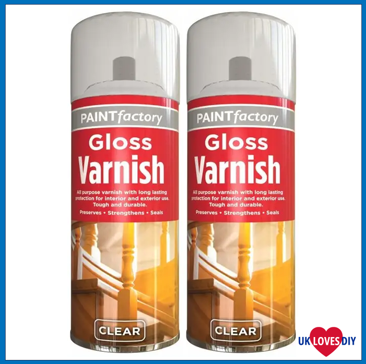 2 X PAINT FACTORY VARNISH CLEAR GLOSS SPRAY 250ML