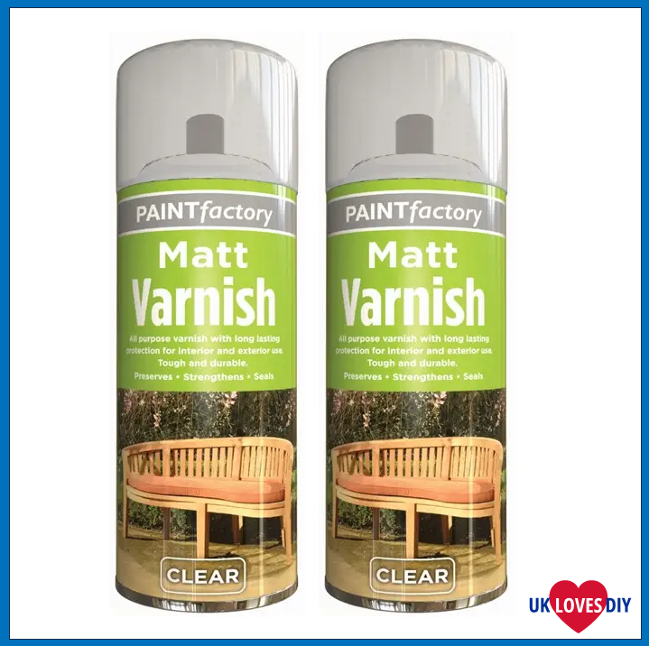 2 X PAINT FACTORY VARNISH CLEAR MATT SPRAY PAINT 250ML