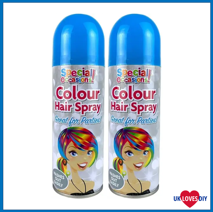 2 X PARTY COLOUR HAIR SPRAY BLUE 200ML